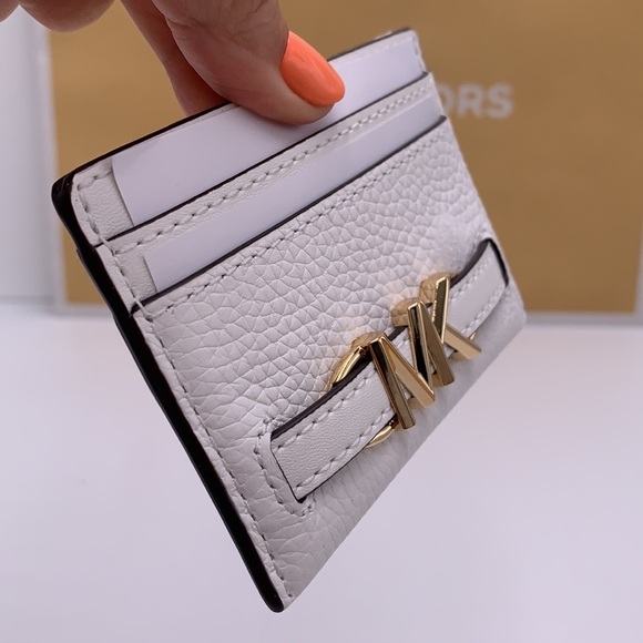MICHAEL KORS Reed Large Pebbled Leather Card Holder Case Optic White NWT - Picture 7 of 10